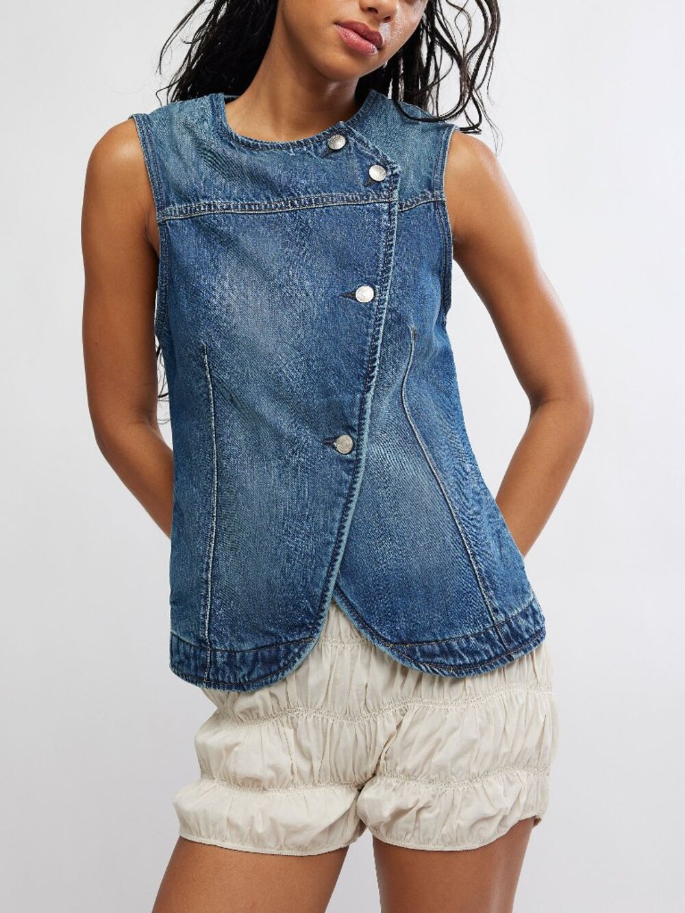 🆕 FREE PEOPLE We The Free Maris Denim Vest / Wall Flower